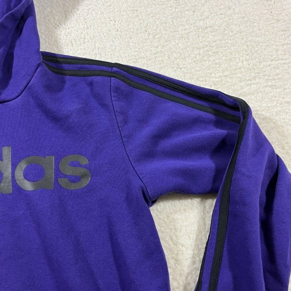 Adidas Hoodie Mens Small Purple Pullover Black Stripe Hooded Activewear - Picture 4 of 9